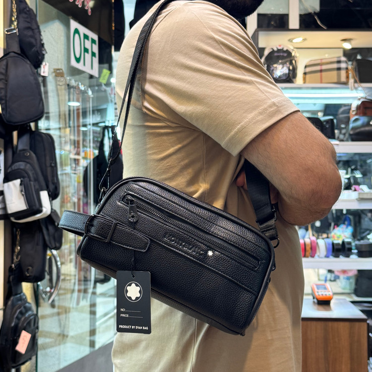 کیف مردانه مارک Mont blanc مدل دستی و دوشی جنس چرم مصنوعی شرانگ خارجی
