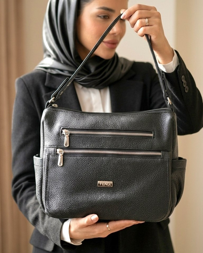 کیف زنانه مدل دستی و دوشی ۵ زیپ جادار جنس چرم مصنوعی خارجی