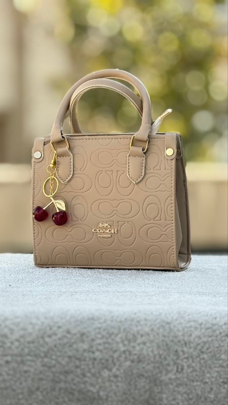 کیف زنانه دستی و دوشی مارک coach سایز کوچیک گیلاس دار جنس چرم مصنوعی