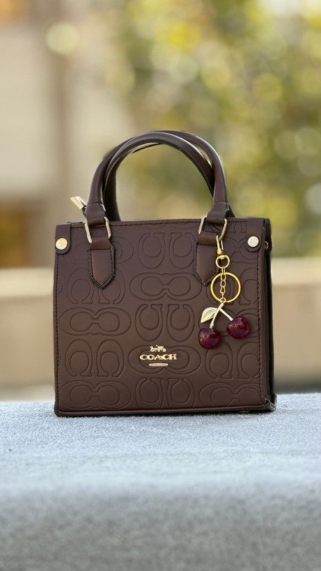 کیف زنانه دستی و دوشی مارک coach سایز کوچیک گیلاس دار جنس چرم مصنوعی