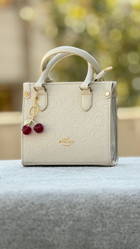 کیف زنانه دستی و دوشی مارک coach سایز کوچیک گیلاس دار جنس چرم مصنوعی