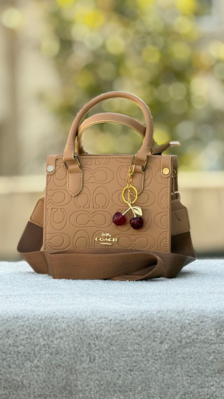 کیف زنانه دستی و دوشی مارک coach سایز کوچیک گیلاس دار جنس چرم مصنوعی