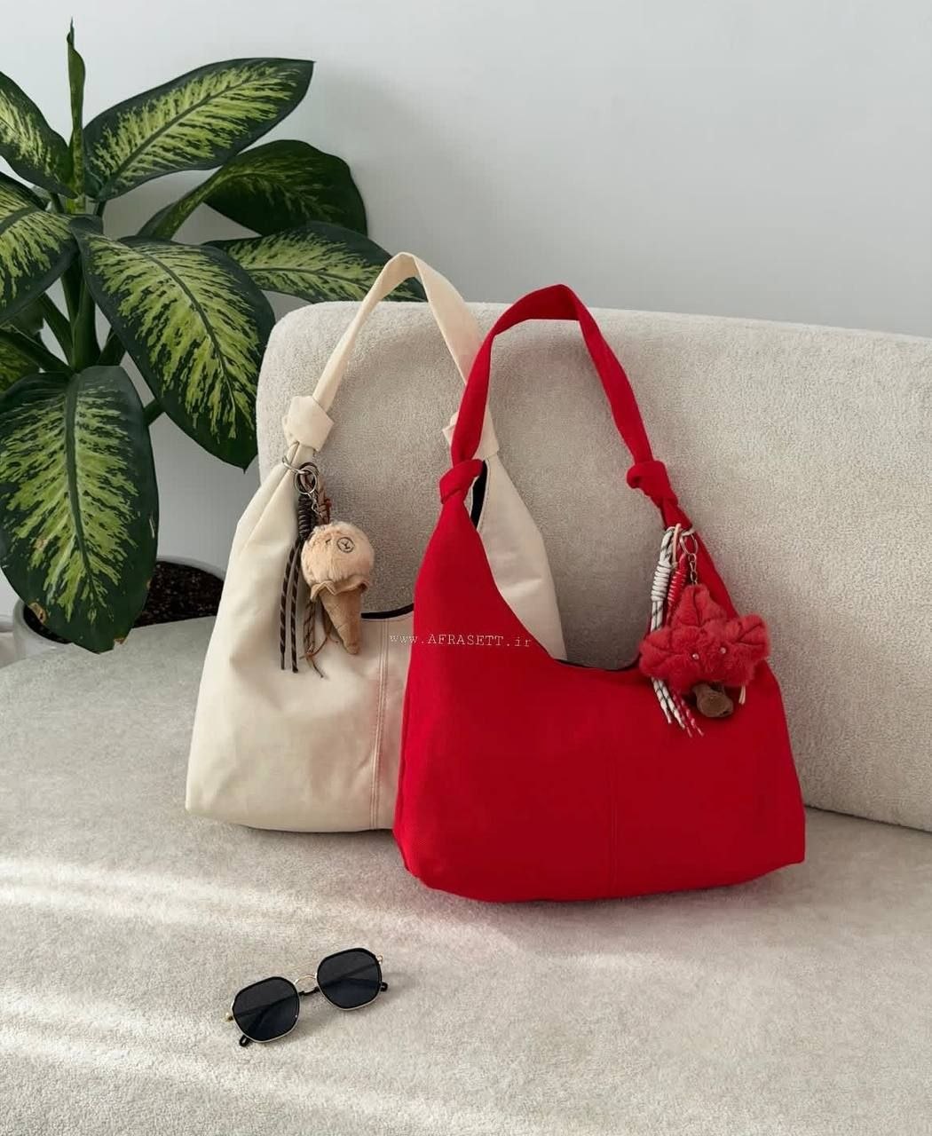کیف زنانه دستی و دوشی جنس پارچه کتان کج راه