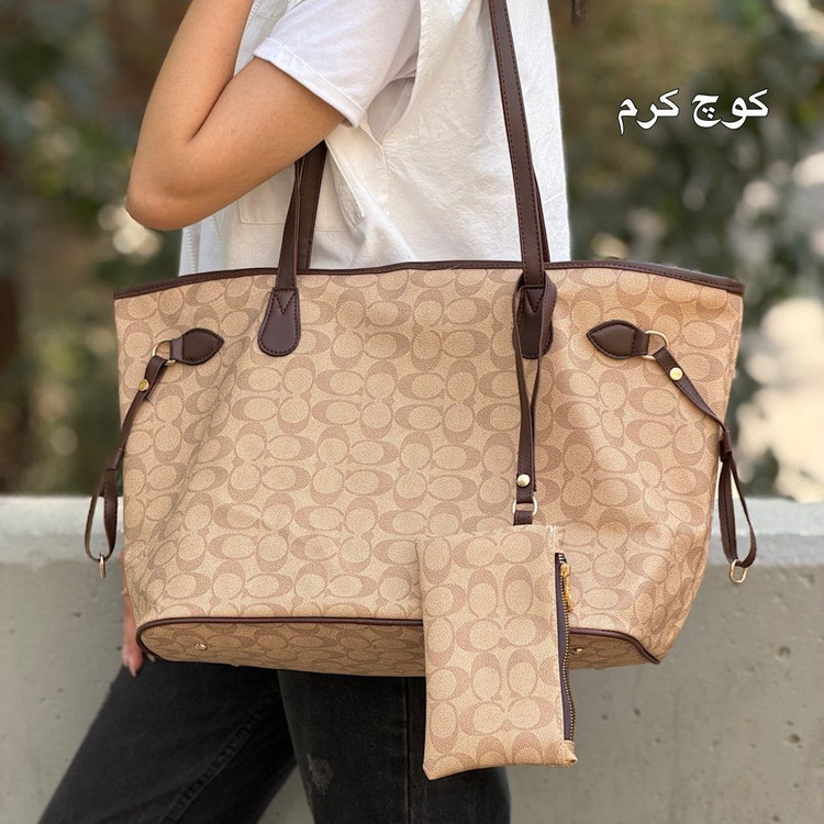 کیف زنانه رو دوشی بزرگ مارک آویز کیف دار جنس چرم مصنوعی خارجی