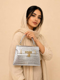 کیف زنانه دستی و دوشی Hermes سنگی جنس چرم مصنوعی ورنی خارجی