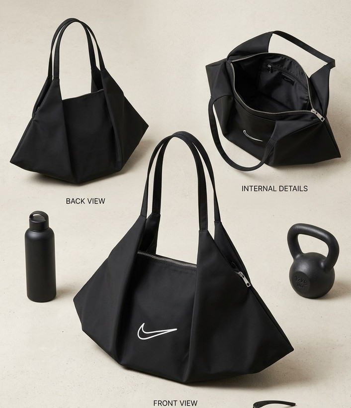 ساک ورزشی زنانه مثلثی مارک Nike و alo از جنس پارچه دیبا خارجی ضد آب