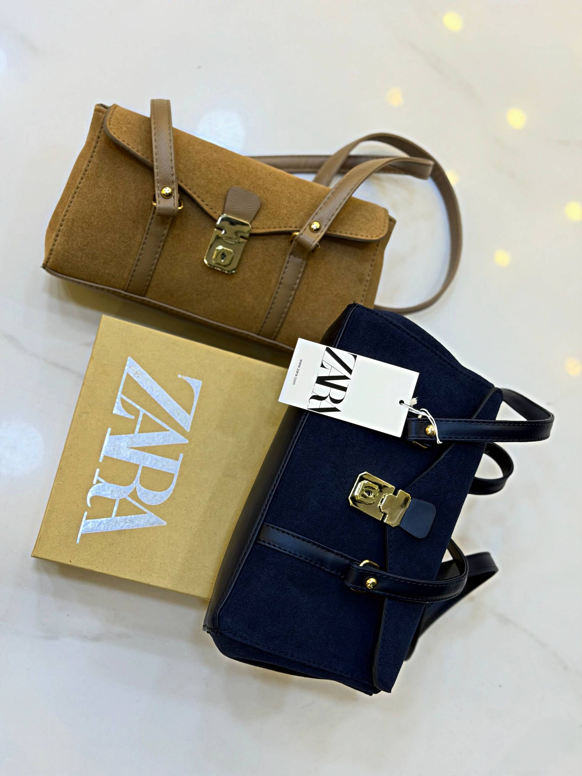 کیف زنانه Zara جلو قفل ترند پاییزه همراه با جعبه جنس جیر خارجی